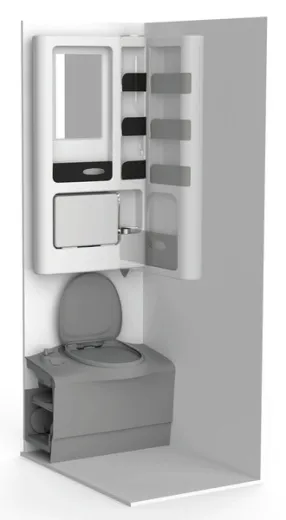 Schwenkbarer Bad-Hängeschrank mit Klappwaschbecken