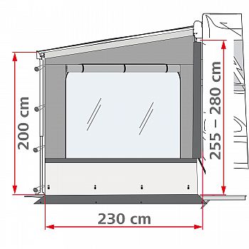 Side W Pro Shade Seitenteil rechts mit Verdunkelung f.Markise F45,F80,F65L