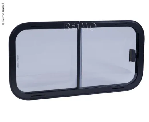 Sicherheitsglas Schiebefenster, Rahmen schwarz, 600x250mm