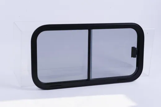 Sicherheitsglas Schiebefenster Rahmen schwarz 800x400mm,Glas grau