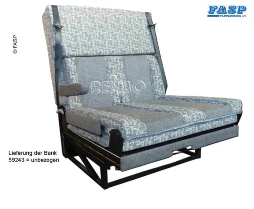 Sitz-Schlafbank, eine seitl. Armlehne, 3-Punkt-Gurte, Bett:1700x1000mm