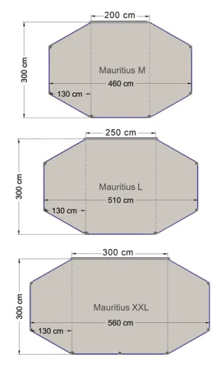 Sonnenvordach Mauritius L 5,1x3m, 2 Aufstellstangen
