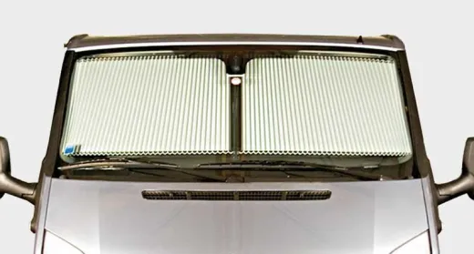 Sprinter Frontscheibenrollo III ab Bj.2007 grau (m.abgewinkeltem Spiegelfuß)