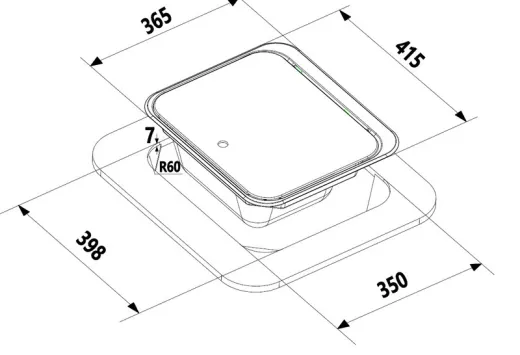 Spüle 1-teilige Glasabdeckung