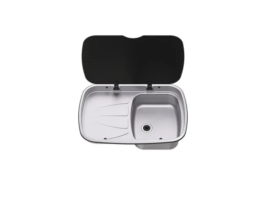 Spüle Edelstahl mit Abtropffläche links, B630 x T470 mm, 9,5 Liter