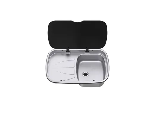 Spüle Edelstahl mit Abtropffläche links, B630 x T470 mm, 9,5 Liter