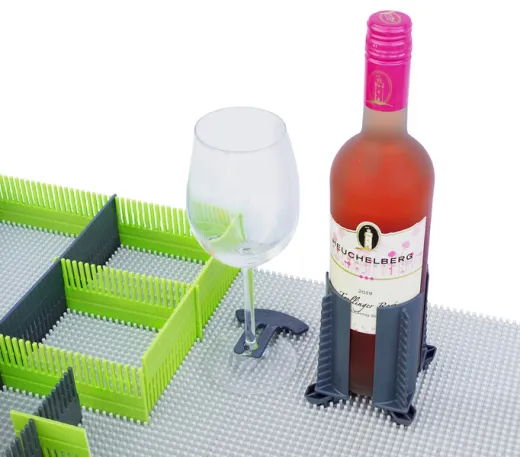 Stielglashalter für Wein- und Sektgläser, für Noppenplatte. 2er Set