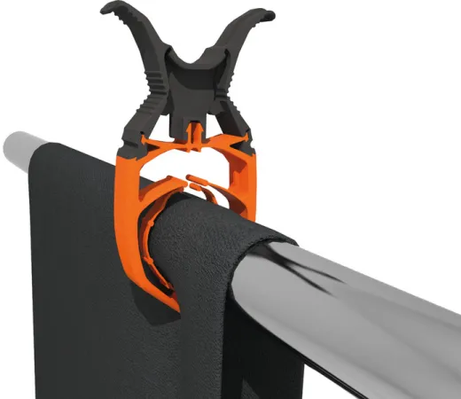 Sturmsichere, arretierbare Klammer