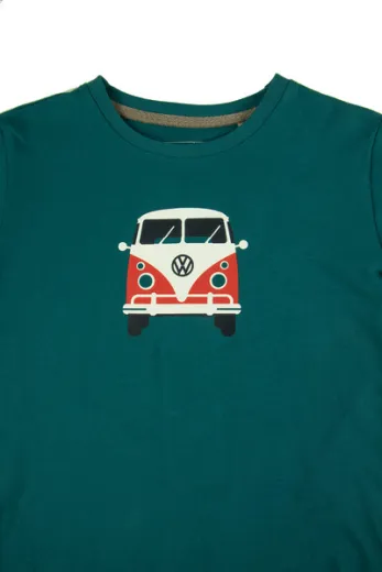 T-Shirt KIDS Bulli FrontVW, Größe 140/146, 100% Baumwolle petrolblau