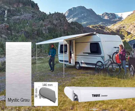 Thule Omnistor Dachmarkise 6300, Mystic Grau, Gehäuse weiß, 375cm