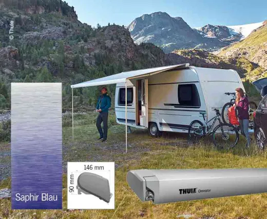Thule Omnistor Dachmarkise 6300, Saphir Blau, Gehäusefarbe eloxiert, 325cm