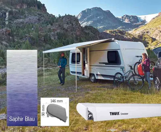Thule Omnistor Dachmarkise 6300, Saphir Blau, Gehäuße weiß, 400cm