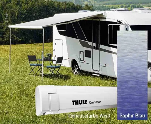 Thule Omnistor Markise 5200, 400cm, Saphir Blau, Gehäuse Weiß