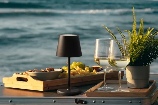 Tischlampe LUCIEN, IP54, schwarz, Touch-Sensor