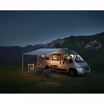 Markisen-Set Omnistor 6300 3,75m, Gehäuse eloxiert, Kappen: schwarz