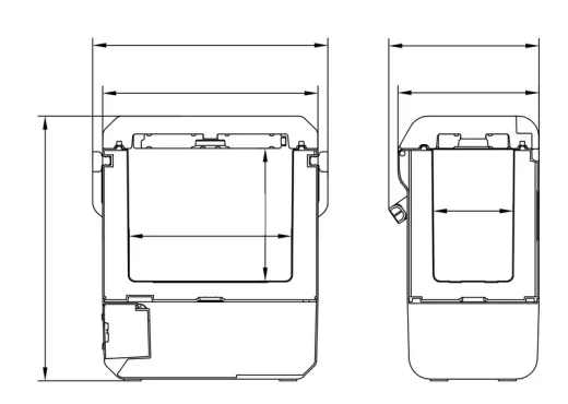 Tragbare Kompressor-Kühlbox klassischem Tragegriff und 1 Akkufach