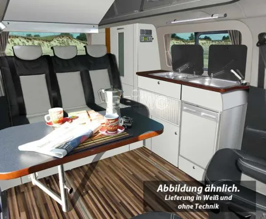 TrioStyle Möbelzeile als Fertigteil silber für Ford Transit Custom, KR