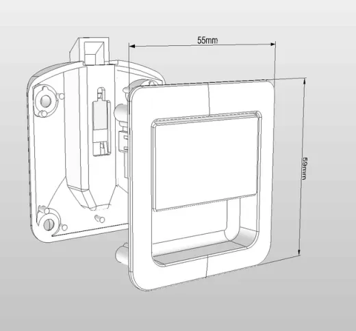 Türschloss 55x59mm Matt Chrom Türstärke 12-18mm