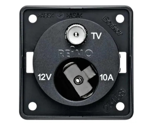 TV-Antennendose mit 12V Dose, anthrazit