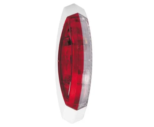 Umrißleuchte rot/weiß, links weiße Grundplatte, 122,2x39,2x28,6mm