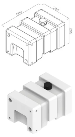 Universalwassertank 33l, weißer Tank, roter Deckel H54xB34xT28