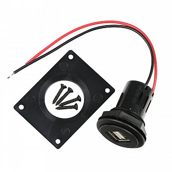 USB-Einbaudose 12 / 24 V mit Doppel-USB 2 x 2,5 A - Mit Montageplatte