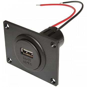 USB-Einbaudose 12 / 24 V mit Doppel-USB 2 x 2,5 A - Mit Montageplatte