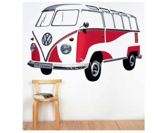 VW Collection VW Bulli Wandtattoo, Samba classic rot, 180x120cm