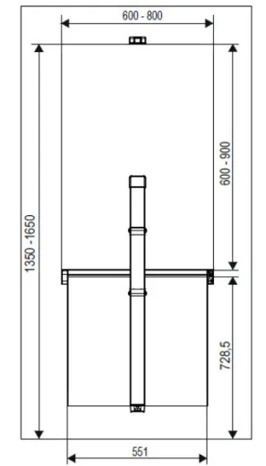 Wand-Klapptischgestell,Profilbreite470mm,Stützfußlänge 717mm,schwarz