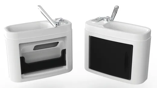 Waschbecken drehbar, weiß/schwarz H39,1xB49,6x21cm