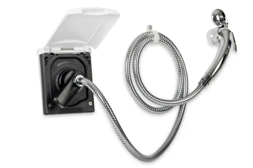 Wassersteckdose mit Vormischer, weiß,inkl.Dusche+Haken B115H133T100