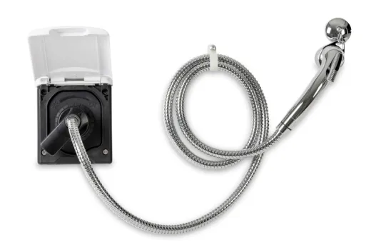 Wassersteckdose mit Vormischer, weiß,inkl.Dusche+Haken B115H133T100