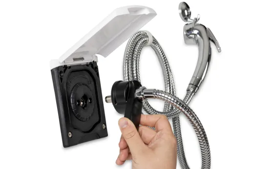 Wassersteckdose mit Vormischer, weiß,inkl.Dusche+Haken B115H133T100