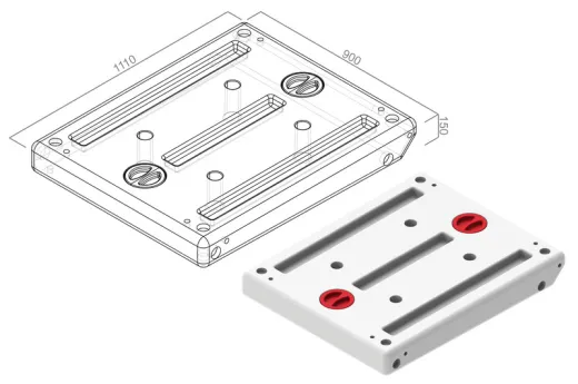 Wassertank 99l für Kastenwagen universal,B900xT1110xH150mm,9x1 1/2'