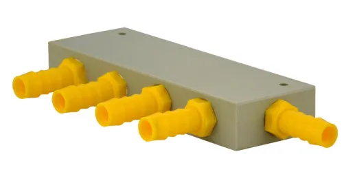 WeißGELB Wasserverteilerblock 4 Abgänge für 10 mm Schlauch