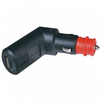12V Stecker: Winkelbarer USB Doppelladestecker 12V