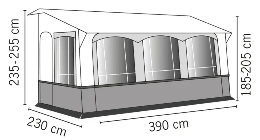 Wohnwagen-Vorzelt Casa Royal S 390 mit Stahlgestänge