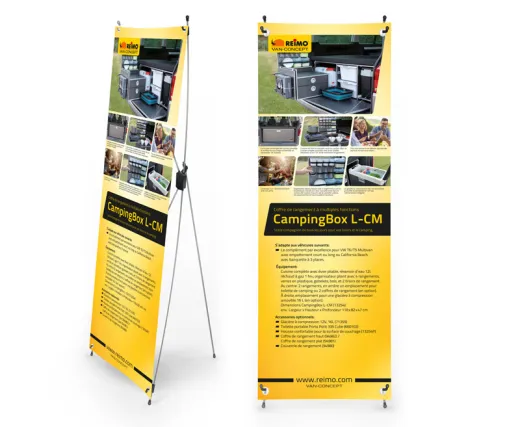 X-Banner - Motiv: Reimo Campingbox L-CM, Französisch, Größe: 60x180cm