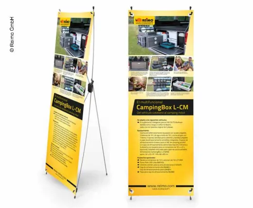 X-Banner - Motiv: Reimo Campingbox L-CM, Spanisch, Größe: 60x180cm