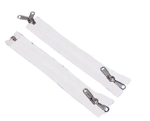 Zeltreißverschluss weiß mit Doppelgriffschieber, 260cm lang