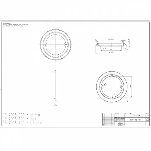 Zierring 122mm gelb