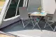 Bambus-Tisch mit Netz, Rolltisch, dunkles Aluminiumgestell