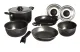 Camping-Topfset 9-teilig, Alu, silber/schwarz