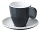 Melamin Espresso-Tassen, 2er-Set, anthrazit/weiß, 2 Tassen + 2 Untertassen