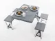 Picknick Tischgruppe grau, 65x85x67cm, 4 fixierte Sitze. Der Picknick-Tisch aus dem Koffer