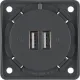 USB-Ladesteckdose 2-fach - 12 V / 2 x 2,5 A - Außen Anthrazit - Innen Schwarz