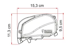 Dachmarkise F80S - Länge 3,7 m - Tuchfarbe Royal Grey - Gehäusefarbe Titanium