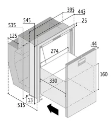 Vitrifrigo Edelstahl-Kühlschublade DW51 RFX 51L 12/24V