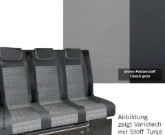 Schlafsitzbank Merc. Vito LR 2015 V3000 Gr.17 3-sitzig Pols. Classic grau 2fbg.