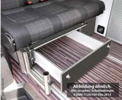 Schublade Schlafsitzbank VW T6/5 V3000 Gr.8 Trio Style Dekor Basalt Montiert